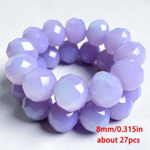 TEMU 비즈 및 비즈 모음, 약 43/37/27개 3X4/5X6/6X8mm 보라색 옥색 유리 재질 고급 펜트 비즈, 수제 팔찌, 목걸이, 귀걸이 및 기타 주얼리 제작에 적합한 정교한 루스 비즈