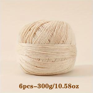 TEMU 6개입 대나무 린넨 레이스 실 - 부드럽고 통기성 좋은 DIY 공예용 레이스 실, 피부 친화적인 대나무 섬유, 다양한 컬러 옵션, 옷, 모자, 스카프, 양말, 핸드백에 이상적 (총 300g/10.58oz)