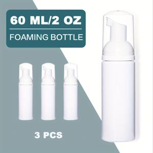 TEMU 3개입, 2oz/60ml 화이트 플라스틱 폼 펌프 병, 리필 가능 여행용 펌프 병, 핸드소프, 페이셜 클렌저, 샴푸, 샤워젤 등에 적합