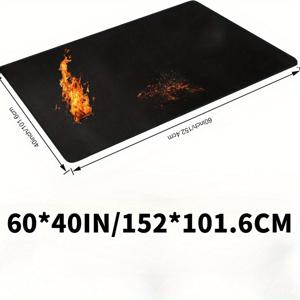 TEMU 60 X 40/48 X 30/23.6 X 15.8인치 BBQ 방화 그릴 매트 - 양면 방화 보호대, 야외 그릴, 실내 벽난로 및 화로에 적합 - 내구성 있는 유리 섬유 소재, 간편한 청소, 바베큐 용품, 그릴 용품