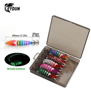 TEMU LEYDUN 야광 문어 지그 새우 문어 Bkk 훅 100mm 5개/세트 낚시 미끼 문어 문어 새우 바닷물 미끼