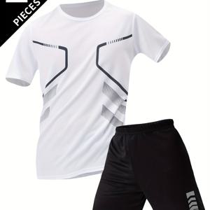 TEMU 2pcs 세트, 여름 아동용 반팔 및 반바지 세트, 십대 캐주얼 운동용 라운드넥 반팔 및 반바지 풀세트, 야외 활동용, 십대용