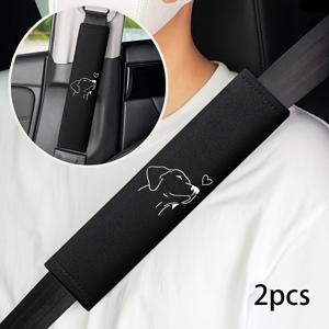 TEMU 2개 자동차 안전벨트 어깨 보호 커버 - 강아지 자수 디자인, 내구성 있는 안전벨트 액세서리, 발렌타인데이 선물용, 차량 인테리어 소품