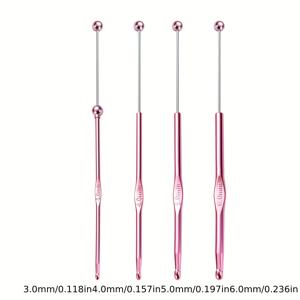 TEMU 4팩 DIY 비즈 크로셰 훅 뜨개질 바늘 세트, (3mm-6mm) 알루미늄 핸들, 초보자용 인체공학적 핸들 크로셰