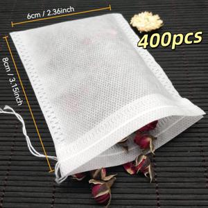 TEMU 400개입 6cm x 8cm 부직포, 일회용 티백, 전통 중의학 봉투, 뚜껑, 커피 필터 봉투, 티백