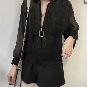 TEMU 여성용 단색 숏 재킷, 가벼운 여름 코트, 신상 한국 스타일, 루즈핏, 얇은 탑