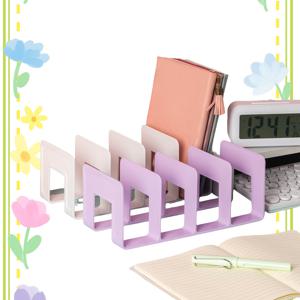 TEMU 2개 묶음 4단 흰색 책꽂이, 멀티 컬러 책 스탠드 책장 책 클립 책 지지 클립 책 홀더 수납 랙 고등학생 간편한 데스크탑 책 보관 랙 플라스틱 책상 필수품 책꽂이 칸막이