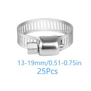 TEMU 25개 스테인리스 스틸 호스 클램프, 조절 가능한 파이프 클립, 8-29mm 범위, 5가지 사이즈, 내구성 강한 클램프, 가정용 배관, 자동차 및 산업용