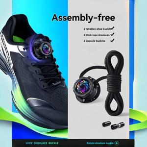 TEMU 끈없는 눈부신 회전 신발끈 한 쌍, 끈을 묶지 않아도 되는 게으른 사람을 위한 해결책, 1초 착용 및 탈착, 운동화 및 캐주얼 신발용, 남녀공용