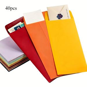 TEMU 40개입 셀프 실 컬러 봉투 | 레드, 오렌지, 옐로우, 그린, 퍼플, 핑크, 클리어 | 6.2x3.1인치 | 현금, 수표, 편지, 선물, 저축, 보관, 우편, 예산, 정리함, 비즈니스, 카드, 종이용