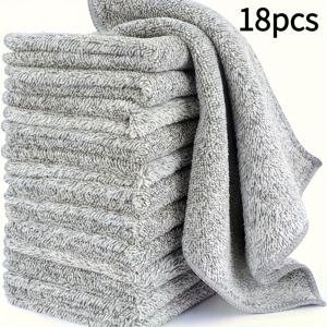TEMU 18pcs 극세사 청소용 천 세트 - 주방 타월, 높은 흡수성, 보풀 없음, 가정용 청소, 설거지, 세차에 적합 - 기름기와 얼룩을 효과적으로 제거