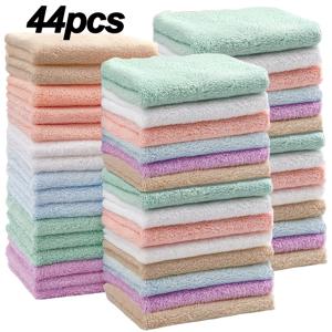 TEMU 44-Strip 팩 23 컷-에지 사각 타월/44개 랜덤 색상 소프트 워시클로스, 뛰어난 흡수력의 코랄 벨벳 욕실 워시 클로스, 다용도 소형 타월, 설거지, 테이블 닦기, 빠른 건조, 다용도 주방, 욕실