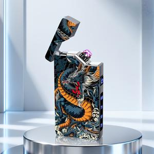 TEMU 중국 용 디자인 USB-C 충전식 전자 라이터 1개, 방풍 기능, 야외 생존용, 듀얼 아크 점화 및 전원 디스플레이, 고산대용 마그네슘 불필요, 캠핑용 USB, 남성용 비상 선물
