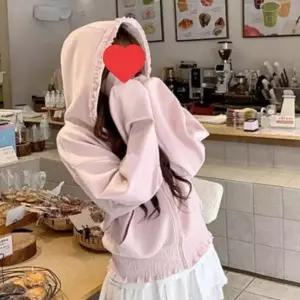 (옵션 핑크 FREE)여성 프릴 핑크 후드 집업 캐주얼룩 아우터 봄 여름 가디건