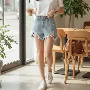 청반바지 데님 핫팬츠 찢청 여성 여행룩 반바지