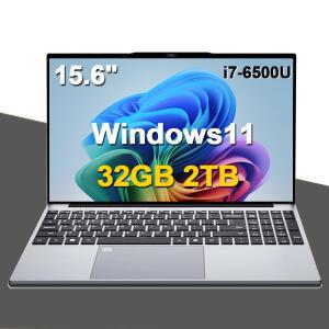 HOT 15.6인치 휴대용 노트북 32GB RAM 2TB SSD 인텔 코어 i7-6500U 윈도우 11 게이머 1920x1080 디스플레이