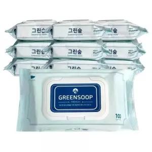 그린숲물티슈 캡형/국산/저자극/피톤치드 그린숲물티슈(100매)-30개