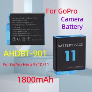 고프로 스포츠 카메라 히어로 11 10 배터리 또는 충전기용 1800mAh 9 액세서리