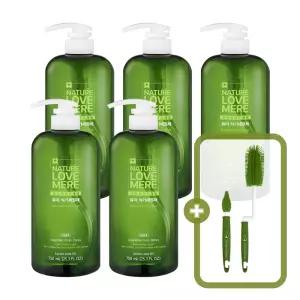 네이쳐러브메레 유아 식기세정제 용기 750ml 3개 + 2개 [GIFT] 실리콘 젖병솔 2종 세트(네이쳐그린)