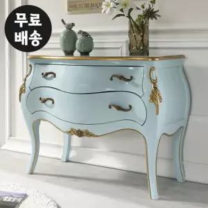 소냐 원목 2단 서랍장 엔틱 낮은 체스트 안방(민트)