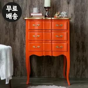 씨엘 원목 엔틱 3단 협탁 콘솔 미니 테이블(레드)