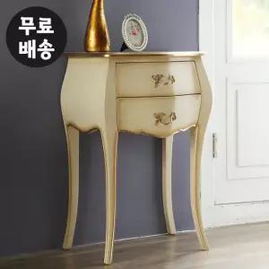 레나 원목 엔틱 2단 협탁 콘솔 틈새 예쁜(빈티지크림)