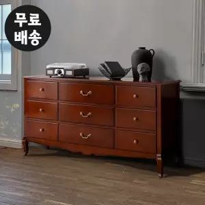 로리 원목 3단 서랍장 엔틱 와이드 체스트 옷 서랍