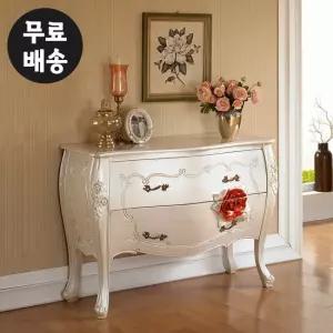 펄 엔틱 서랍장 원목 낮은 안방 2단 옷 체스트 서랍