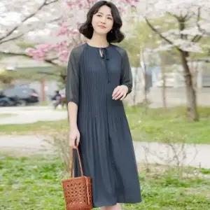 엄마옷 조이마담 ON1441 리본 플리츠 원피스 주름옷 중년여성선물