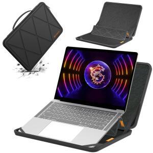 16인치 MSI 레이더 GE68 HX 14V, 벡터 16 A14V /A13V, 슬림 및 충격 방지 케이스 노트북 가방에 호환되는 스탠드가 있는 Smatree MS112 하드 EVA 보호 슬리브