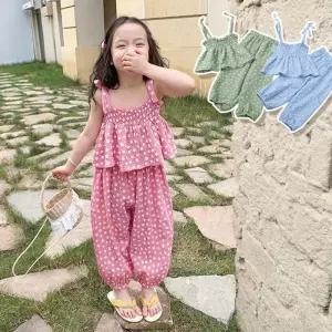 [조이멀티]데이지꽃 스모크나시 고쟁이 여아 상하세트 205373