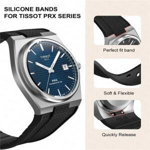 Tissot PRX T137.407/T137.410 퀵 릴리스 실리콘 스트랩 슈퍼 플레이어 40mm 남성용 볼록 고무 시계 밴드