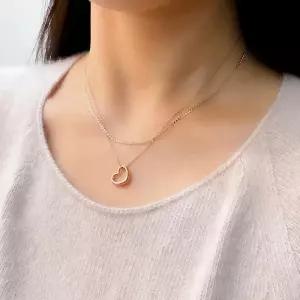 [오팔하우스] 14k 두 줄 레이어드 민자 하트 목걸이 OPPN0657