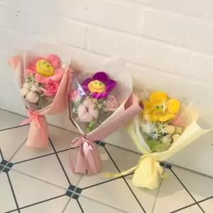 졸업 학예회 졸업전시회선물 스마일꽃인형꽃다발 미니 스마일 3color