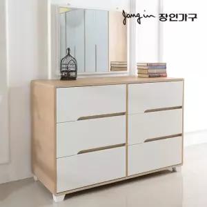 장인가구 시클리 화이트 1200 3단 와이드 서랍화장대