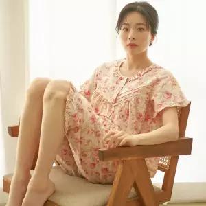 [보리보리/메이플라워]로열장미 반팔 순면 여성 빅사이즈 잠옷 세트