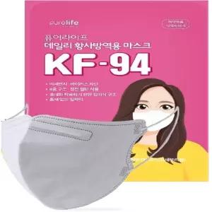 퓨어라이프 황사보건용마스크 새부리형 KF94 대형 화이트(2D) 1개입, 100매