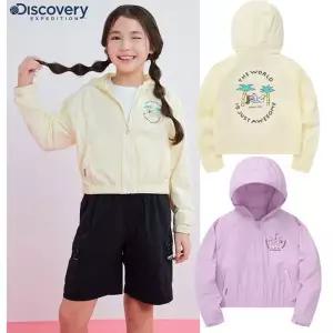 [디스커버리키즈](김해점)정상가 119000원  여아 콜라보 백 그래픽 경량 바람막이 자켓  WJ52