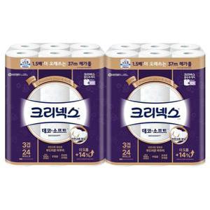 24롤 화장지 3겹 크리넥스 데코앤소프트 37m 2개 휴지두루마리휴지
