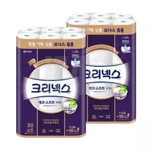 크리넥스 데코소프트 수딩플러스 3겹 25m, 30롤, 2개