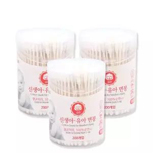 이지스 신생아 유아면봉 (원통) 200개입x3개