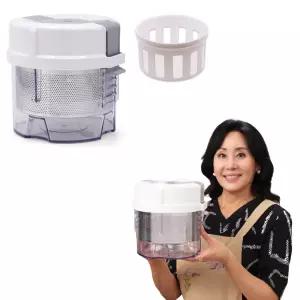 TV홈쇼핑 2025 홍여진 하이로 빅스텐 매직 짤순이 2.4L 대용량 야채 나물 탈수기 본체 + 스테인리스 거름망 + 유청 분리기 / 채소 음식 나물 수분 제거
