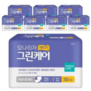 [텐바이텐]액티브 요실금패드 그린케어 라운드형 패드 30매 8개 총240매 성인용