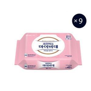 | 크리넥스 | NEW 마이비데 밸런스케어 캡형 40매 X 9팩 /화장실용 물티슈/배변훈련 여행용 생분해 화장실