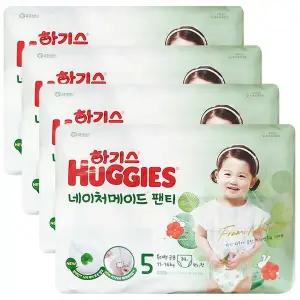 하기스 네이처메이드 팬티형 기저귀 5단계 팬티 특대형 공용 136매