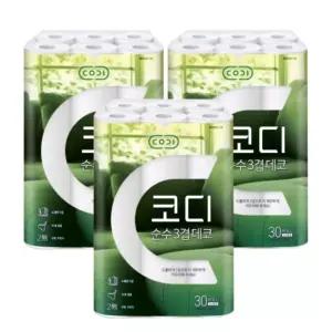 코디 순수 3겹 데코 30m (30롤) x 3팩