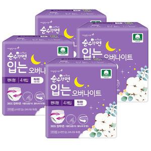 깨끗한나라 순수한면 팬티형 입는 오버나이트 특대형 4P X 4팩