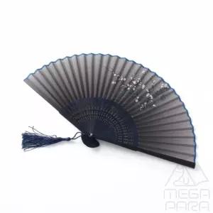 마리파라 매화꽃 접이식 대나무 부채 블루 가정용품 남자부채