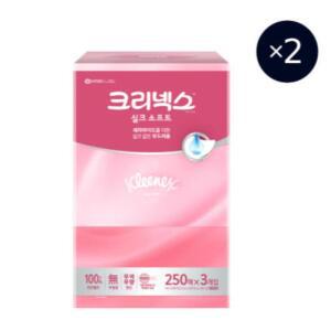 크리넥스 미용티슈 실크소프트 사무실 250매 3입 2개