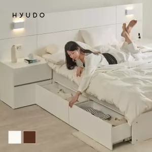 [7월 단독/지정일운영] 휴도 그윽한 선유 원목형 LED 빅수납 호텔 침대 프레임 SS/Q/L